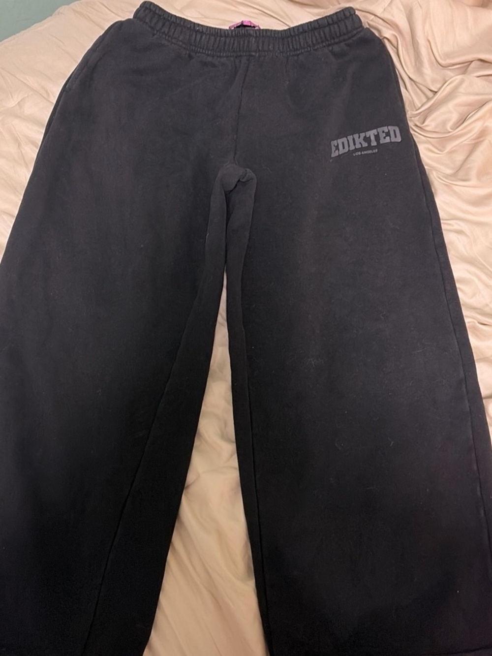 Edikted Black Wide-Leg Track Pants